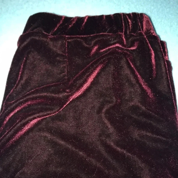 𝅺Season’s Collection velvety texture shimmery wine color pull on leggings size M - Picture 1 of 7